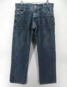 Southpole Jeans Men 36 Blue Hip Hop Loose Baggy Straight Whiskered Wash 36X30 - Picture 1 of 12