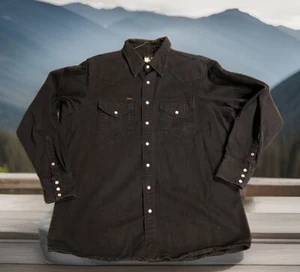 Lapco Shirt 17.5x36 Black Long Sleeve Pearl Snap Denim Canvas Western Cowboy - Picture 1 of 9