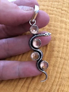 Year of the Snake 2025, Pink Crystal Snake Pendant 2.5" - Picture 1 of 6