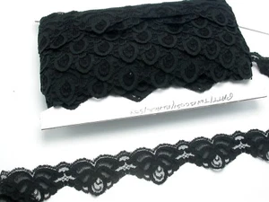 Scalloped Raschel Lace 1 5/8" (41mm) Soft Black 50 Yards Closeout Bolt - Picture 1 of 1