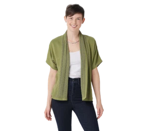 Isaac Mizrahi Live! Shawl-Collar Dolman-Sleeve Cardigan in Green Tea Choose Size - Picture 1 of 2