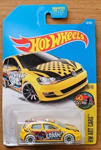 DTX92-D9B0B HOT WHEELS VW MK7 GOLF ART CARS YELLOW - Picture 1 of 2