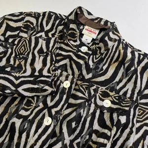 Ruby Rd. Favorites Zebra Button Down Sheer Quarter Sleeve Top, Animal Print L2 - Picture 1 of 11