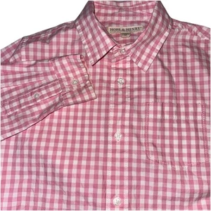 Hope & Henry Boys’ Pink Gingham Button Down Shirt Size Medium - Picture 1 of 6