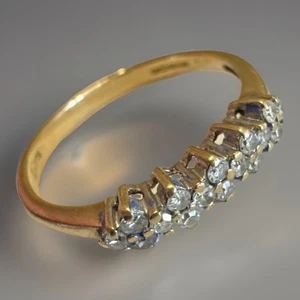 STUNNING 9ct Yellow Gold 2 Row 20pts Diamond Set Band Eternity Ring Size N 1/2 - Picture 1 of 15