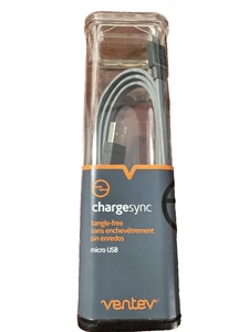 Ventev ChargeSync Micro-USB Flat Cable Tangle-Free - 3' - Gray - Picture 1 of 3