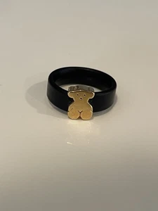 Tous Bear Ring 18k Yellow Gold And Silicone Band Size 5 1.3 Grams Total Weight - Picture 1 of 6