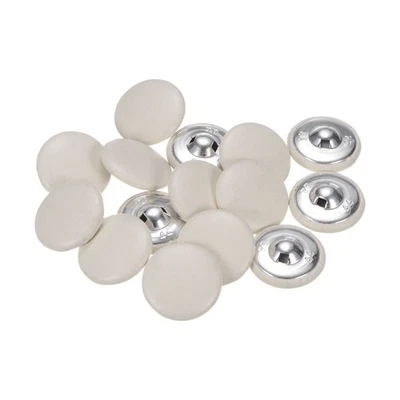 15pcs Leather Covered Button 28mm Metal Round Sewing Buttons, Beige - Image 1 of 4