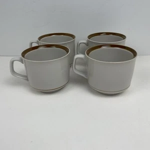 Brown Monterrey Stoneware Made In Japan 8 Oz Coffee/Tea Cups set of 4 Vintage - Picture 1 of 8