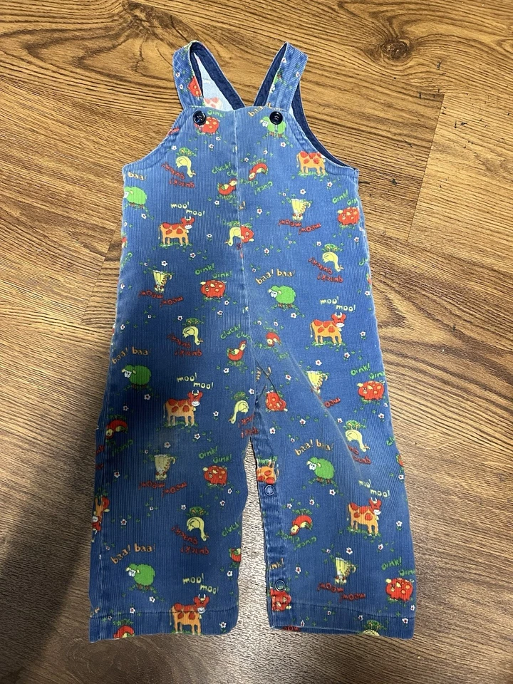 Mono de pana vintage de animales juveniles azul 19-21 libras Foto 1 de 4