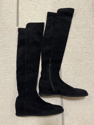 Bota para mujer Stuart Weitzman Lander OTK gamuza antracita sobre la rodilla talla 6,5 Foto 1 de 4