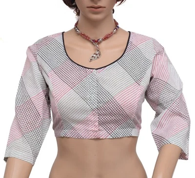 Blusa Sari Sushila Nueva Top Preparada Cosida 100% Algodón Puro Estampado Choli Foto 1 de 4