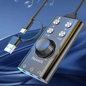 USB Audio Adapter Compatible with PC Laptops and Headsets for Convenience - Photo 1/12