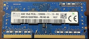 Hynix HMT451S6DFR8A-PB 1x4GB PC3L-12800S-11-13-B3 DDR3-1600MHz Laptop Memory RAM - Picture 1 of 3