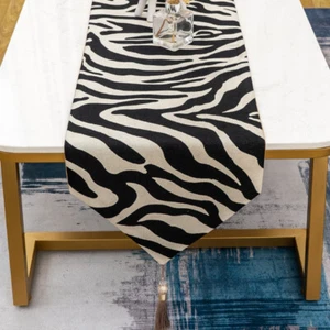Estampado animal cebra negro grueso poliéster teselas decoración mesa corredor tela - Imagen 1 de 8