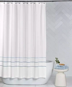 Hotel Collection Shower Curtain 72"X72" Borderline Design Cotton Washable $80 - Picture 1 of 4