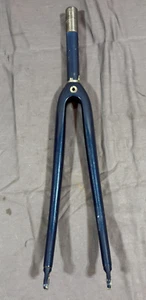 Vintage Blue Aluminum 700C Road Bike Fork 160mm 1" Threaded Steerer Tube CLEAN - Picture 1 of 6
