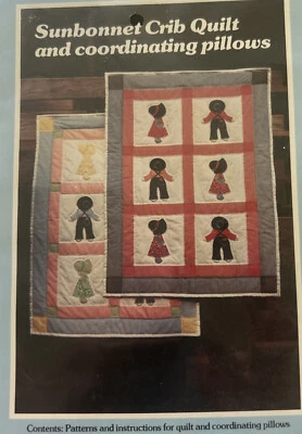 Vtg Yours Truly Sunbonnet Crib Quilt & Coordinating Pillows Sewing Pattern 1978 - Image 1 of 3