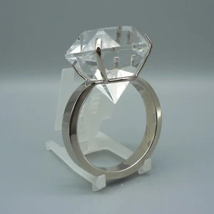 GIANT FAUX DIAMOND RING PAPERWEIGHT NOVELTY CRYSTAL FACETTED ROCK CUTE COOL GIFT - Picture 1 of 16