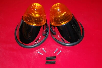 VW KARMANN GHIA FRONT TURN SIGNAL LIGHTS, COMPLETE KIT, AMBER/YELLOW, ALL YEARS! - Image 1 of 4