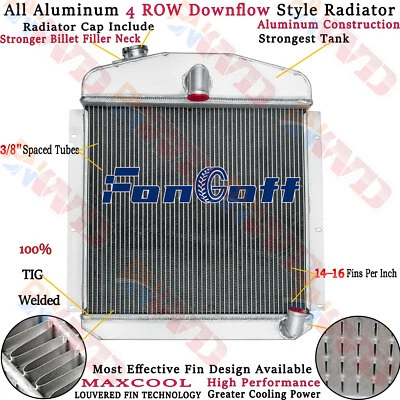 4 ROW ALUMINUM RADIATOR FOR PLYMOUTH/CHRYSLER P15 DELUXE 3.6L 5.3L 1947-1949 - Изображение 1 из 4
