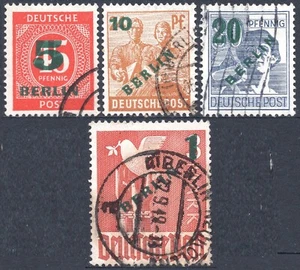 Alemania-Berlin 1949 Sellos AAS Sobrecarga "BERLIN" en verde - 4 sellos US 47 - Picture 1 of 1