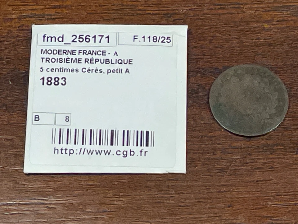 France Coin 5 Cents Ceres 1883 Small A (10-41/1) - Image 1 of 4