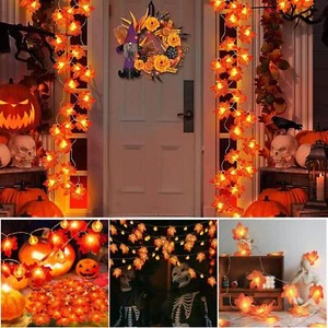 3M LED Lights Autumn Fall Maple Leaves Home Decor Fairy String Leaf Lamp Garland - Picture 1 of 11