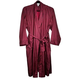 Vintage Christian Dior Robe De Chambre Unisex Silk Red & Black Satin Size L/XL - Picture 1 of 9