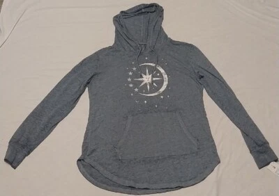 Smoke Blue Sun Star And Moon Lightweight Hoodie - Image 1 of 4