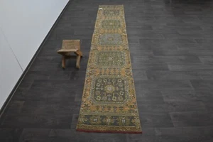 Vintage Turkish Runner Rug 2x11ft Wool Anatolian Handmade Hallway Oushak ORANGE - Picture 1 of 9
