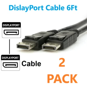 2 PACK Displayport to Display Port Cable DP Male to Male Cord 4K HD 6FT™ - Picture 1 of 11