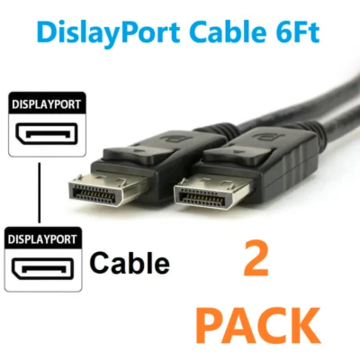 2 PACK Displayport to Display Port Cable DP Male to Male Cord 4K HD 6FT™ - Image 1 of 4