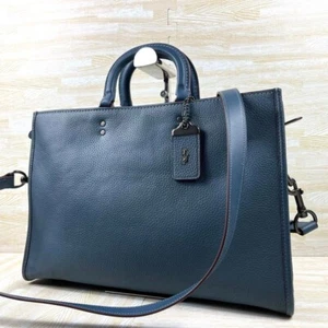 COACH 11104 2way Briefcase Rogue 40 Brief Navy Leather Shoulder bag Business Men - Picture 1 of 12