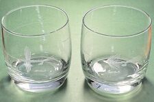 Vintage L.L. Bean Fly Fishing Glassware (2) Etched Highball Line to Lure Glasses