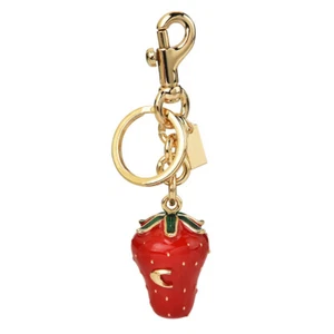 Portachiavi donna fragola borsa ciondolo resina e metallo rosso con scatola - Foto 1 di 11