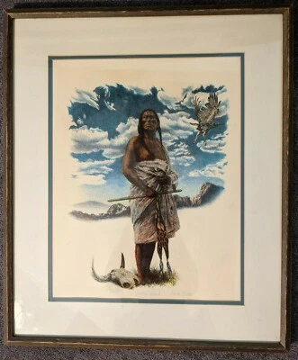 Impresión Chick Bragg, indio nativo americano, "Smoke Hawk", SN y certificado Foto 1 de 4