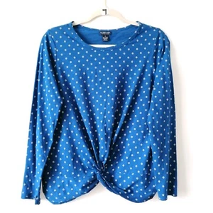 Us Polo Assn. Womens Blue Round Neck Twisted Hem Micro Floral Blouse Size S - Picture 1 of 6