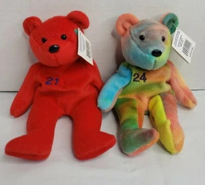 Salvino's MLB Baseball 1998 Bamm Beanos Beanie Baby Bears Lot Of 2 Sosa Griffey - Picture 1 of 7