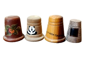 4 alte Fingerhüte aus Holz  - Bild 1 von 6