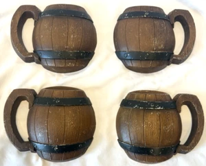 Set 4 Vintage 1968 Küster Becher Fass Metall Handwerk Anker Wandkunst Dekor USA Retro - Bild 1 von 10