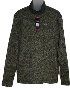 Eddie Bauer Mens Fleece Sweater Pullover Size XL Green 1/4 Zip Pocket - Picture 1 of 8