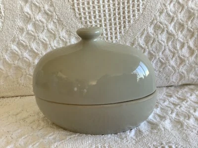 Jarro oval de cerâmica japonesa duas peças prato de manteiga cinzas limas Japão pós 1940 - Imagem 1 de 4