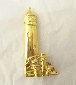Vintage Gold Lighthouse Pin Brooch - Picture 1 of 2
