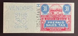 Ohio State Revenue, 30 Cents Sales Tax Entire, Reserve #H-NMVQ-4206 green safety - Picture 1 of 1