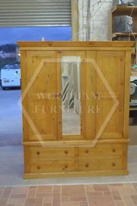 HANDMADE VICTORIAN SOLID PINE TRIPLE MIRRORED ANTIQUE POLISHED (NOT FLATPACKED) - Picture 1 of 13