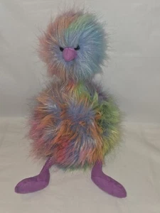 Jellycat Rainbow Tie Dye Odette Emu Ostrich Plush Stuffed Animal Furry Bird 13” - Picture 1 of 6