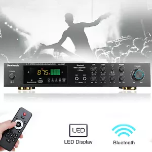 600W Digital Power Amplifier Bluetooth Stereo HiFi Audio Channel USB FM w/Remote - Picture 1 of 8