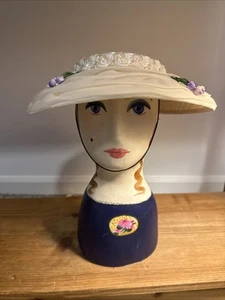 Child’s Ivory Floral Pancake Easter Hat From 1950/60 - Picture 1 of 9