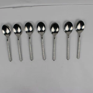 Lot of 7 Cambridge 18/10 Stainless Glossy Satin Teaspoons Leigh-Sand Pattern  - Picture 1 of 5